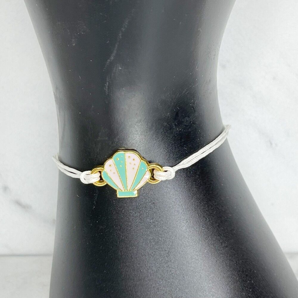 Seashell Charm Fortune Cookie Adjustable Slide Bracelet